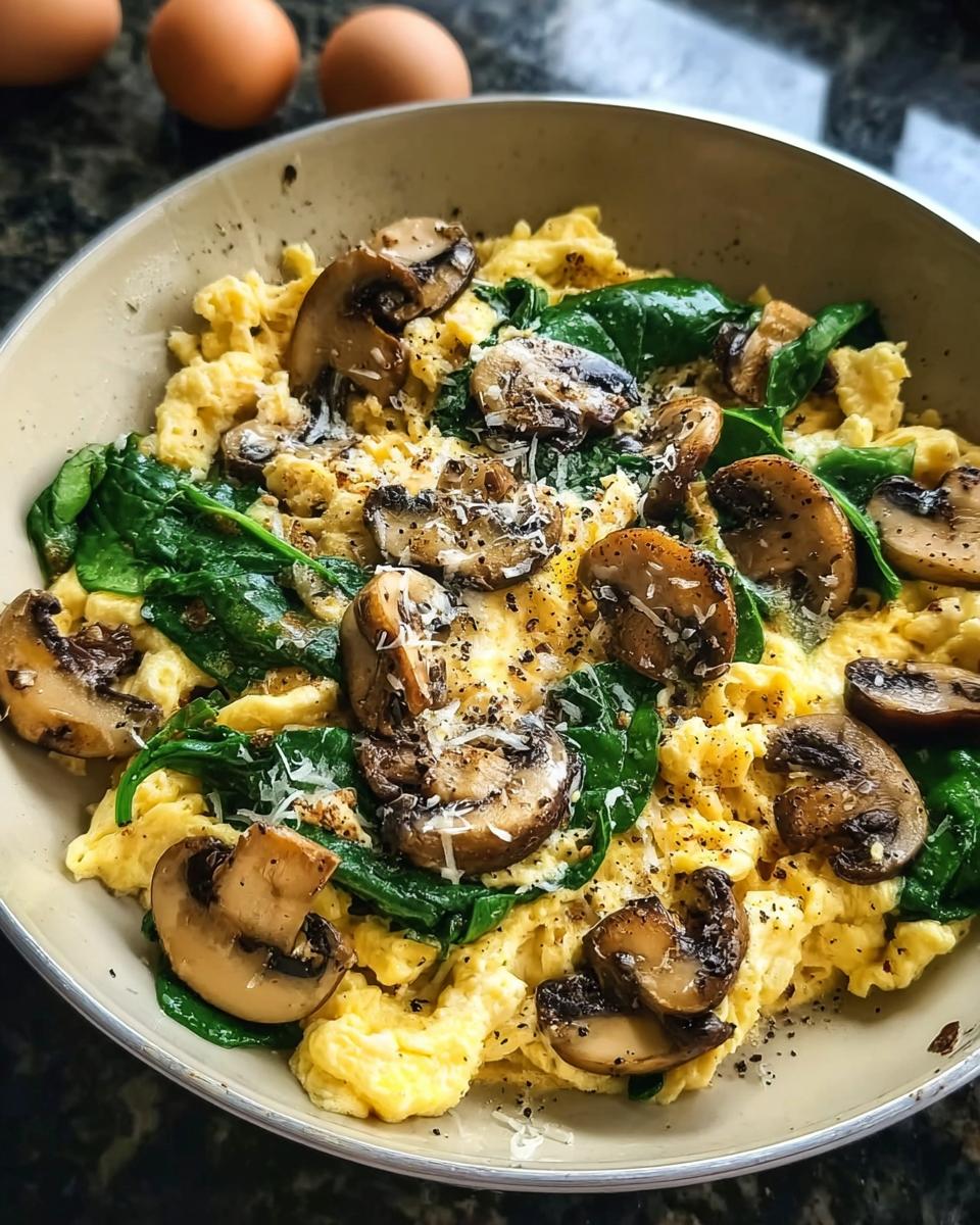 10-Minute Mushroom Spinach Scrambled Eggs (High-Protein) - detail 1