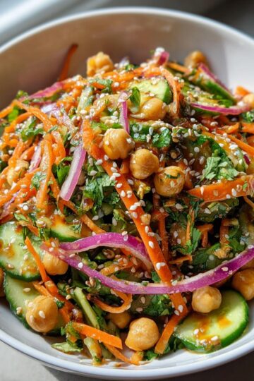 Asian Cucumber and Chickpea Slaw with Sesame Dressing
