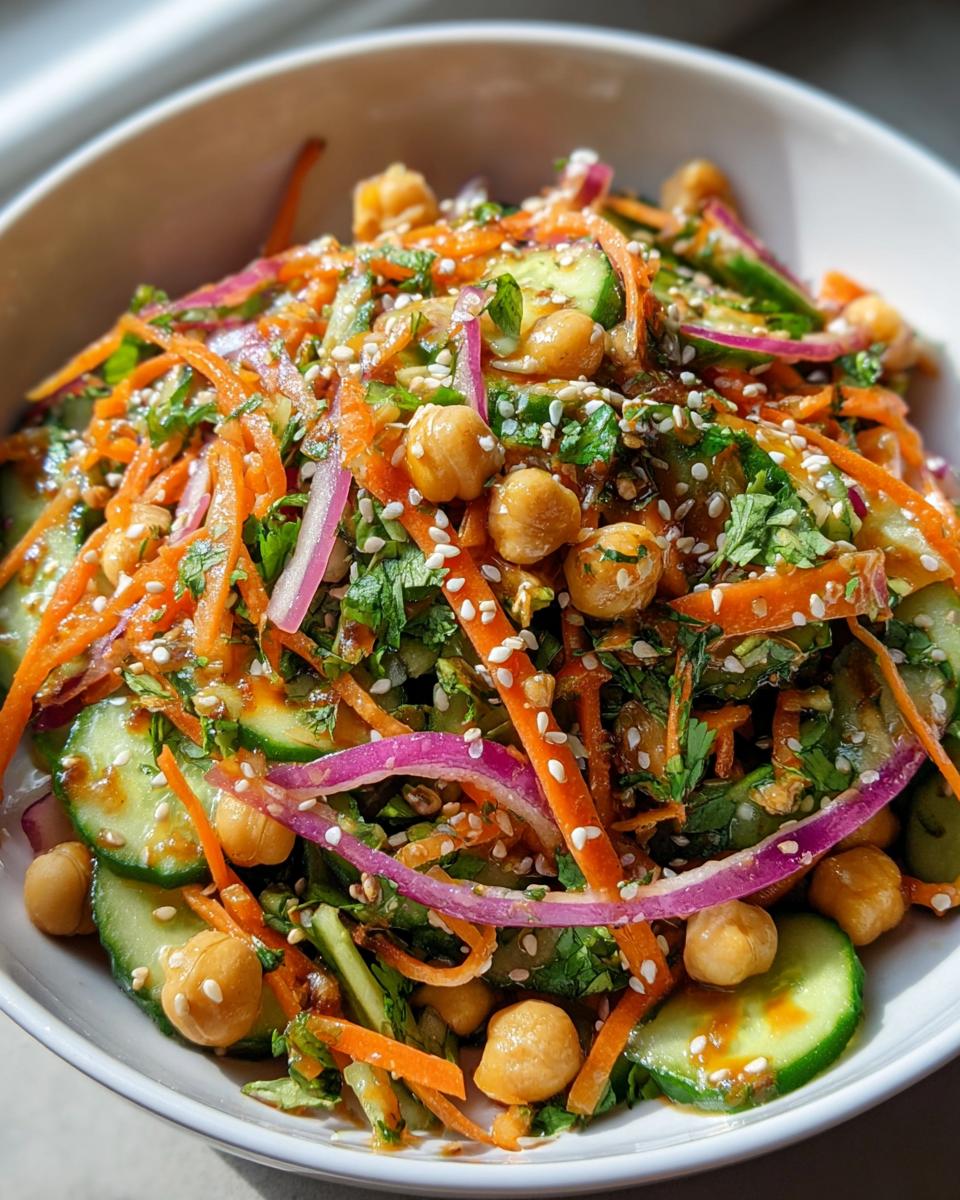 Asian Cucumber and Chickpea Slaw with Sesame Dressing