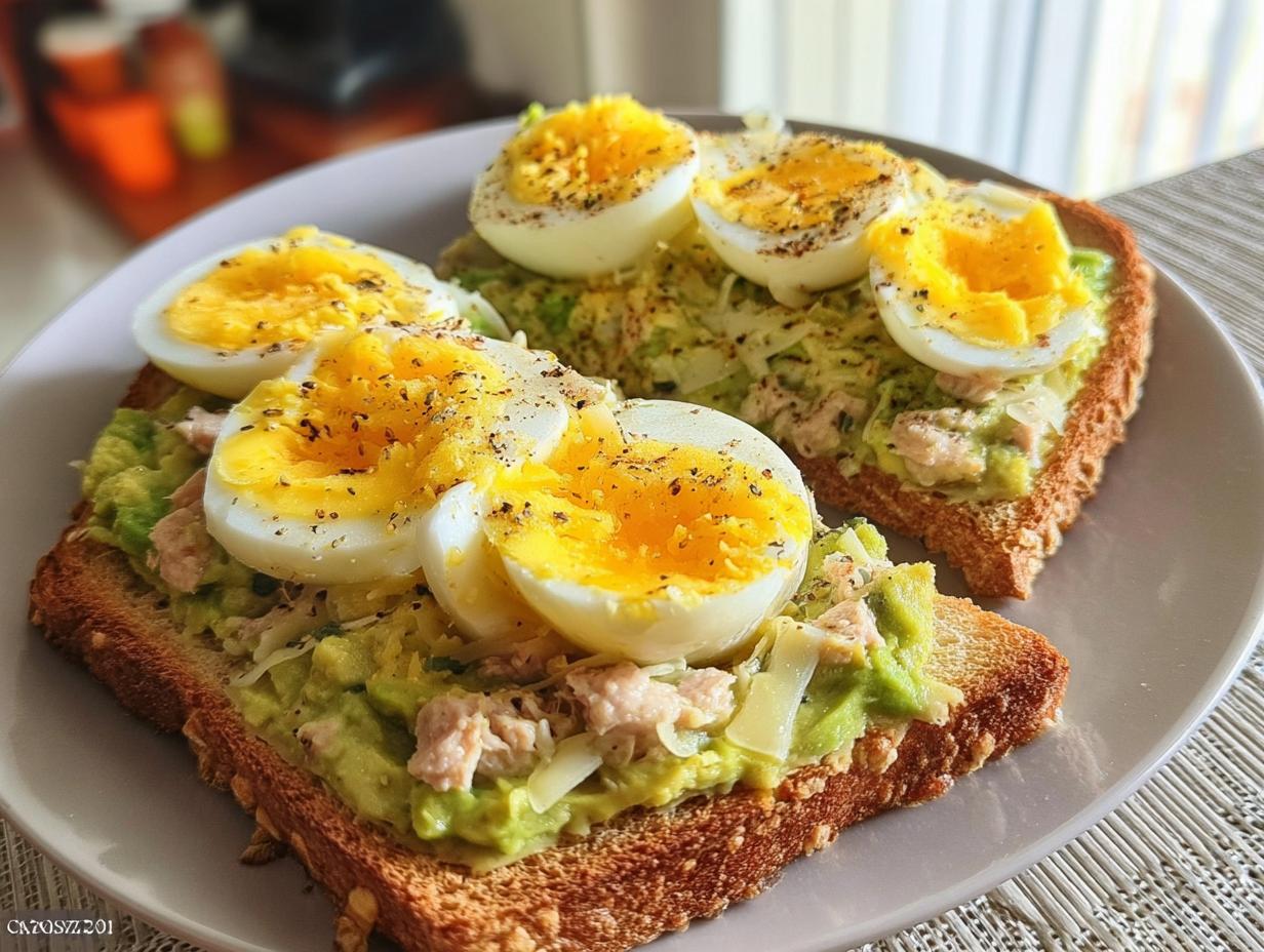 Avocado Tuna Toast with Boiled Eggs - detail 1