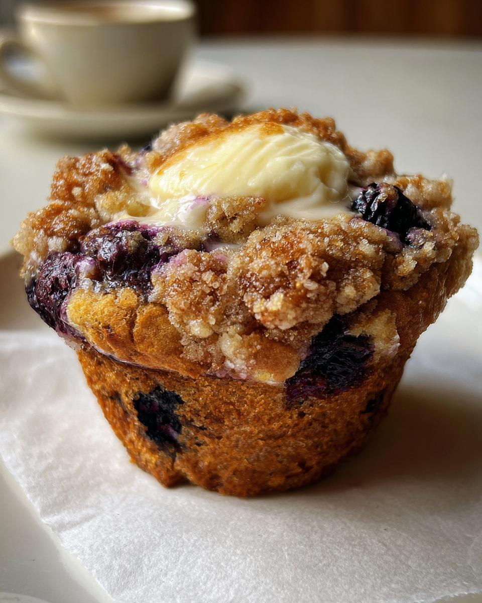 Bakery-Style Blueberry Cream Cheese Muffins