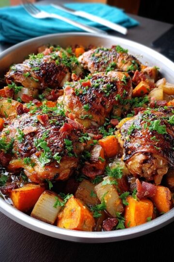 Balsamic Roasted Chicken Thighs with Root Vegetables