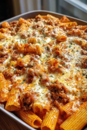 Beef Rigatoni Cheese Bake