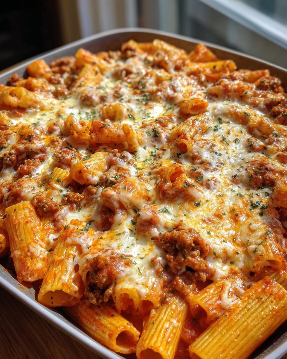 Beef Rigatoni Cheese Bake