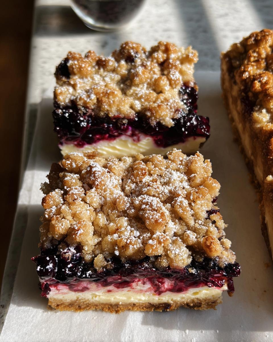 Blueberry Crumble Cheesecake Bars