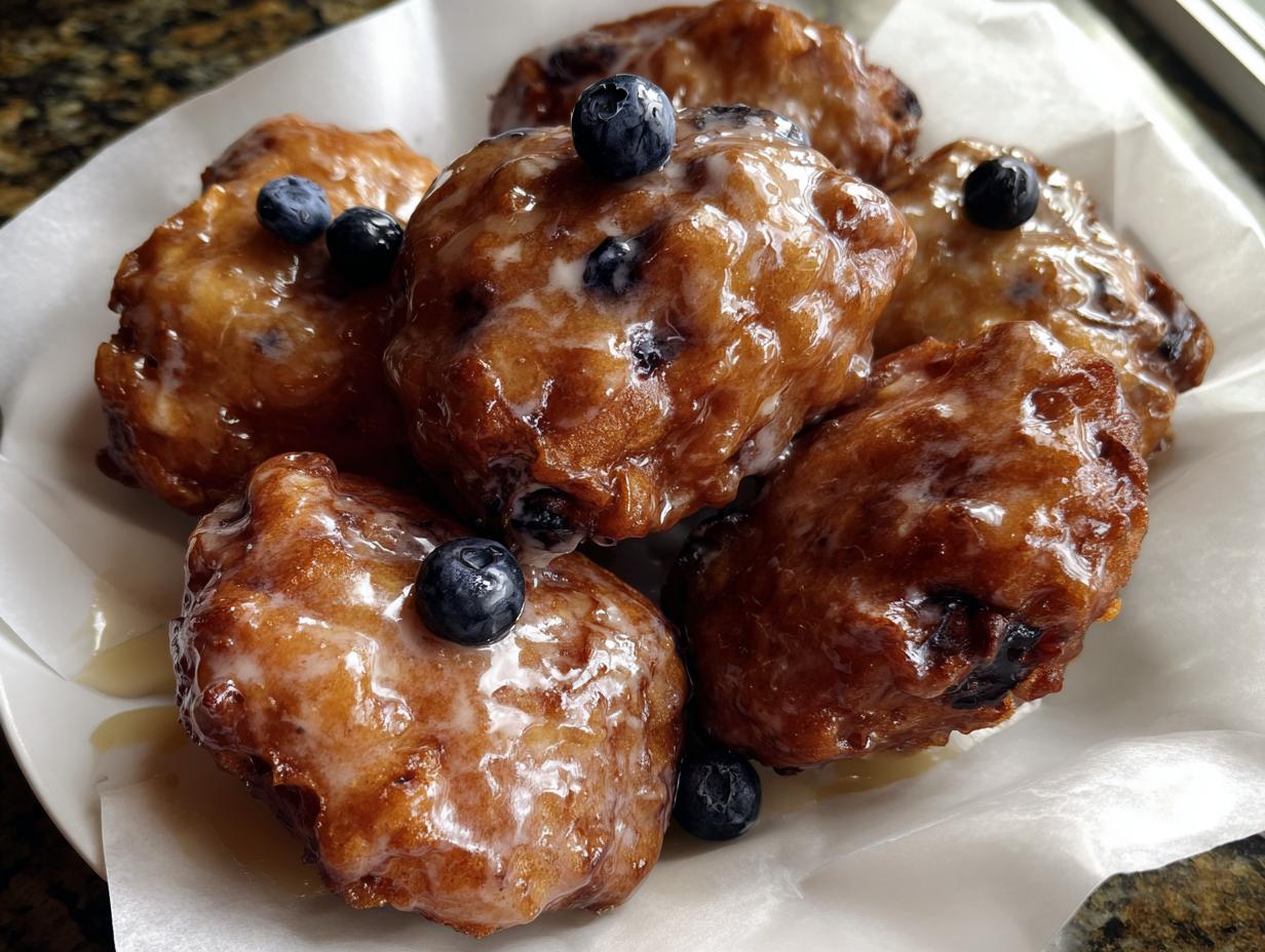 Blueberry Fritters with Brown Butter Lemon Glaze - detail 1