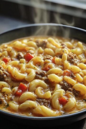 Cheeseburger Macaroni Soup Recipe Easy Cozy Comfort Food to Make