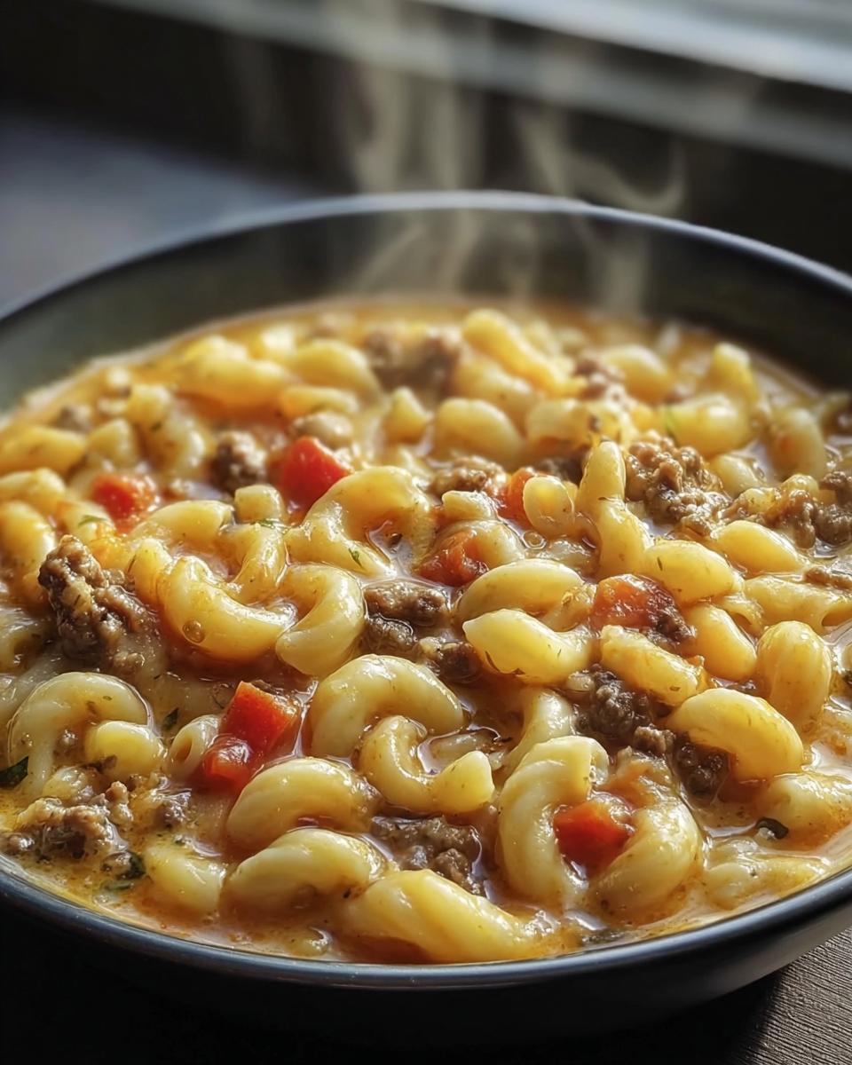 Cheeseburger Macaroni Soup Recipe Easy Cozy Comfort Food to Make