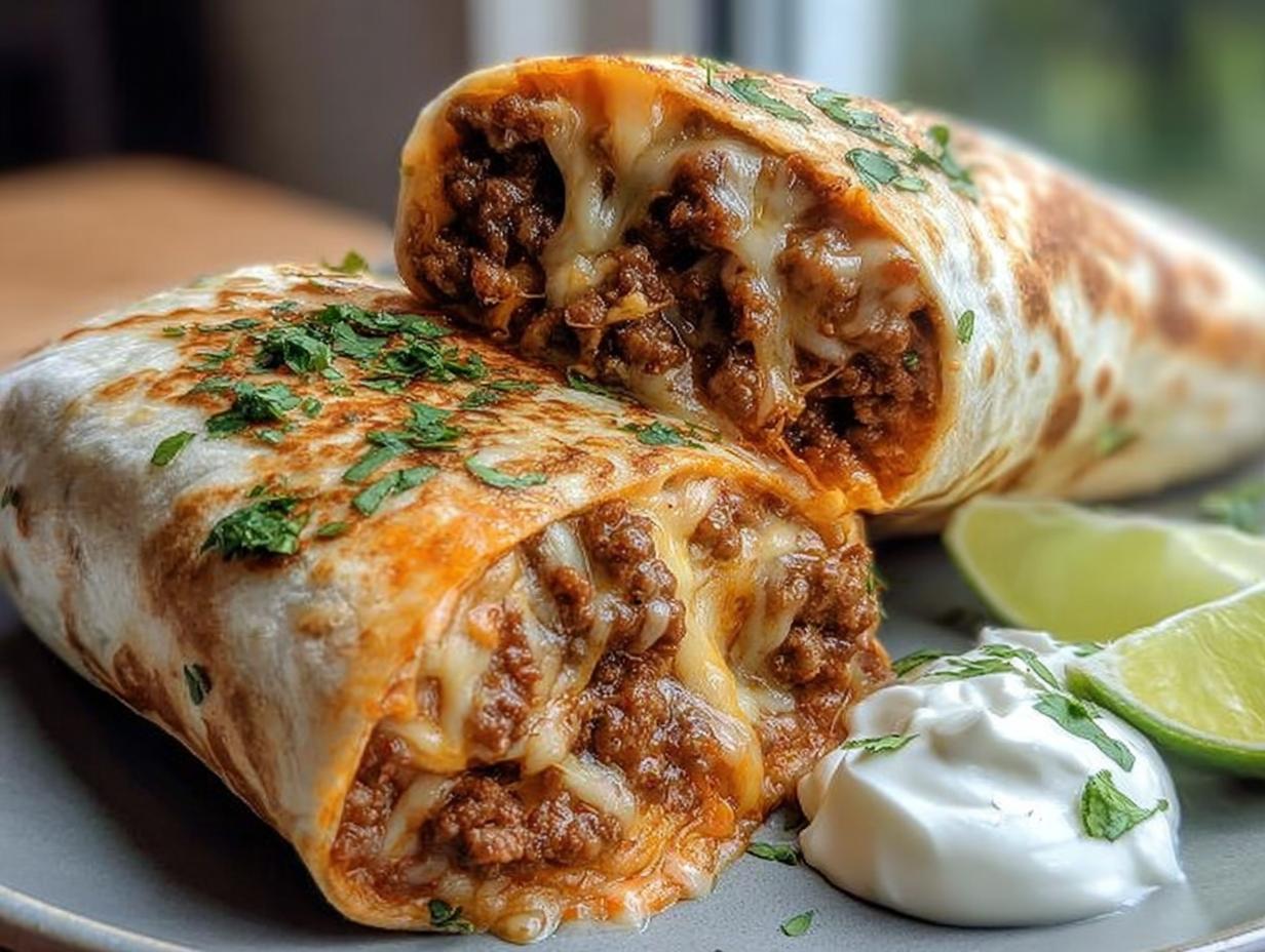 Cheesy Beef Burritos