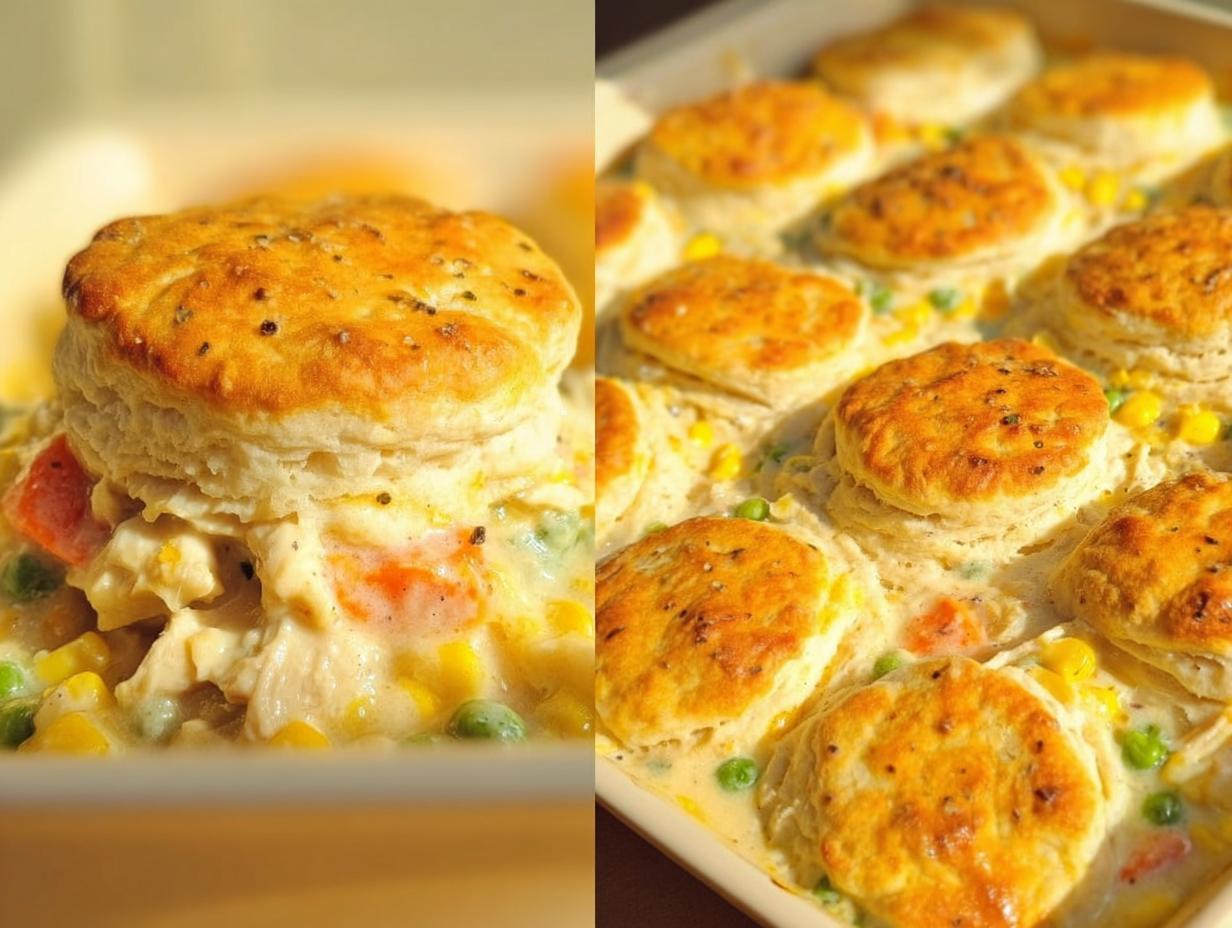 Chicken Pot Pie Casserole with Biscuits - detail 1