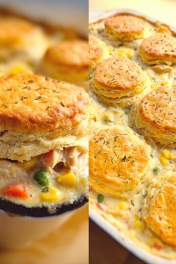 Chicken Pot Pie Casserole with Biscuits