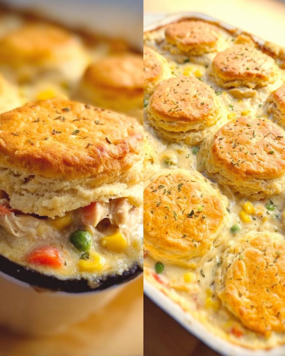 Chicken Pot Pie Casserole with Biscuits