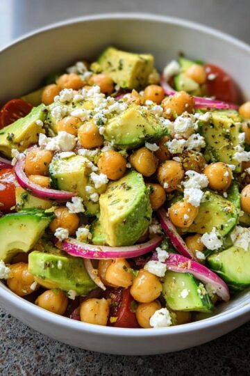 Chickpea Feta Avocado Salad