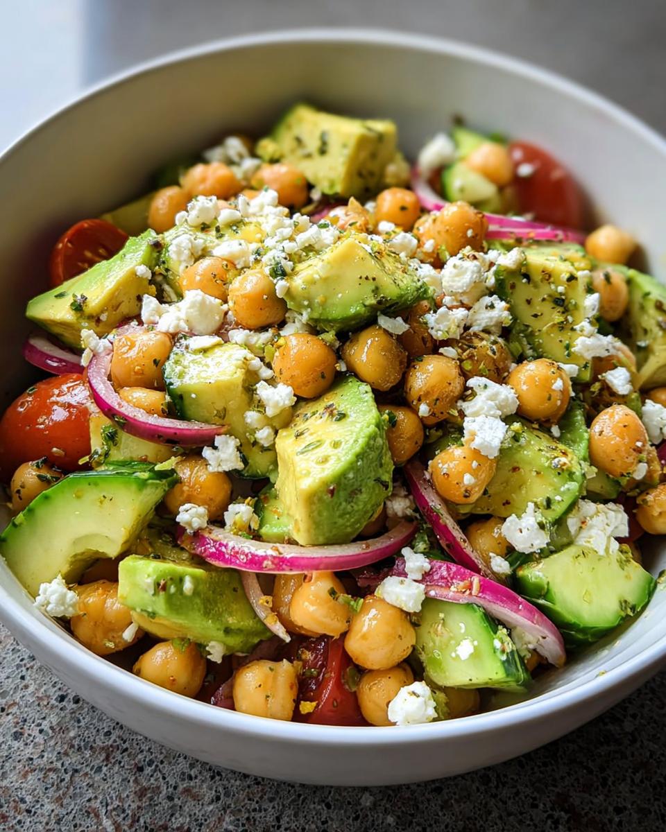 Chickpea Feta Avocado Salad