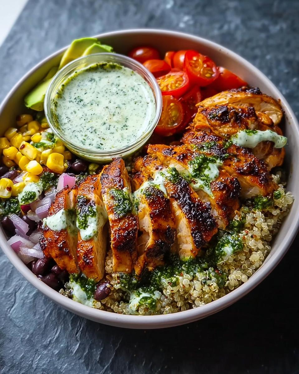Chimichurri Grilled Chicken Bowl with Garlic Sauce