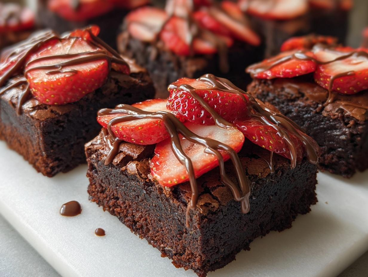 Chocolate Strawberry Brownie Squares