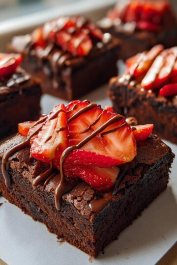 Chocolate Strawberry Brownie Squares