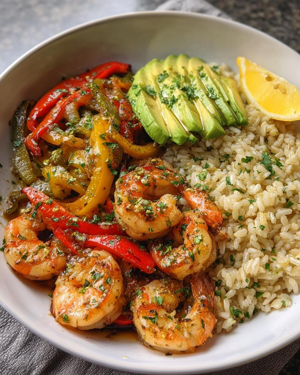 Cilantro Lime Shrimp and Roasted Pepper Power Bowl