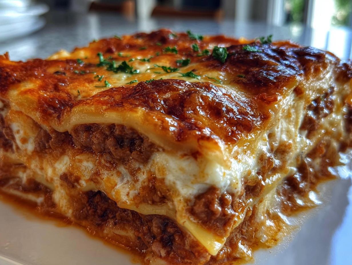 Classic Homemade Beef Lasagna with Ricotta and Mozzarella - detail 1