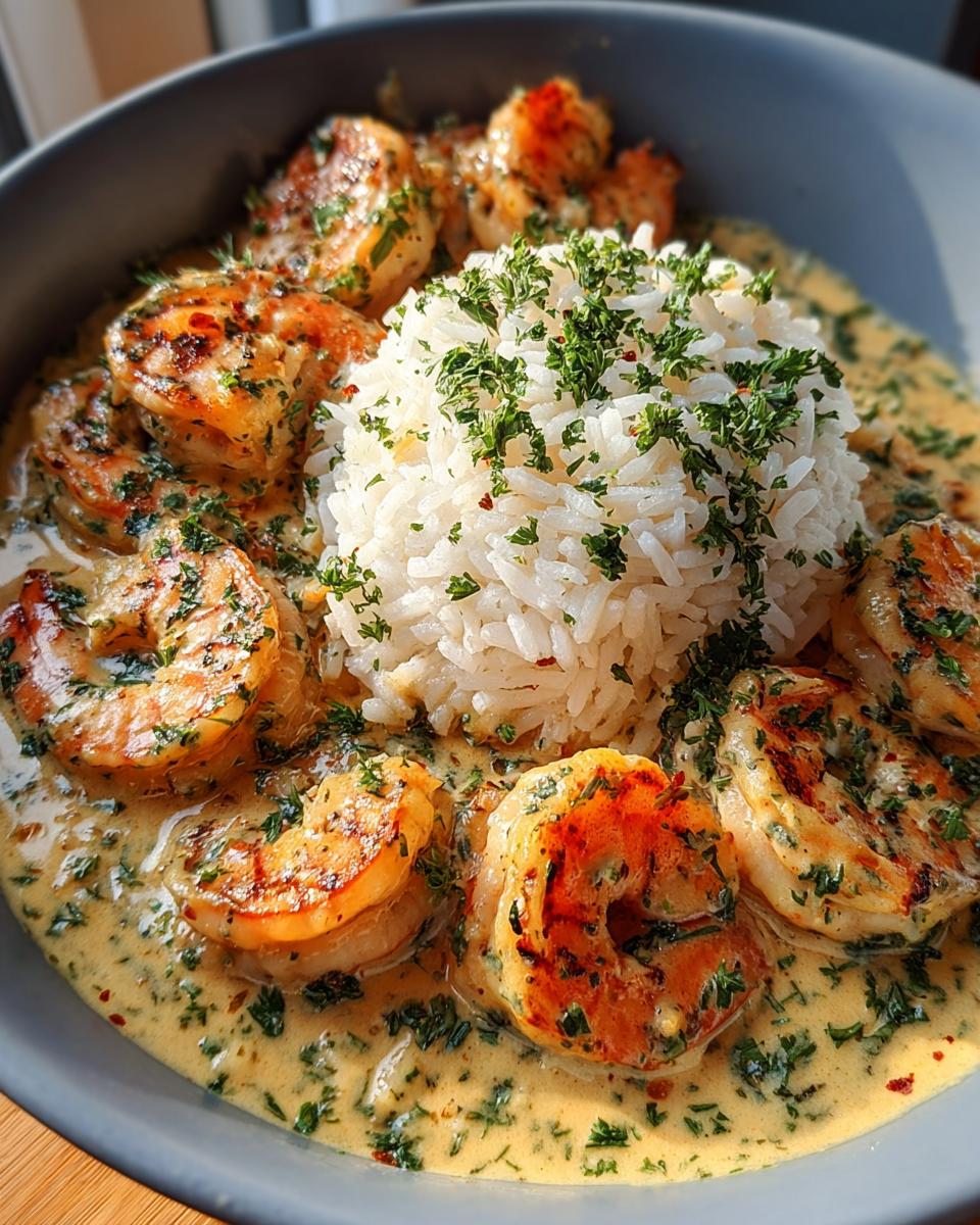 Creamy Garlic Shrimp with Rice rich, buttery, and full of flavor - detail 1