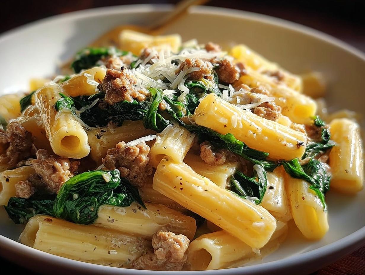 Creamy Ground Turkey Spinach Pasta - detail 1
