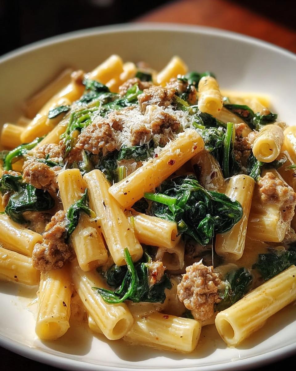 Creamy Ground Turkey Spinach Pasta