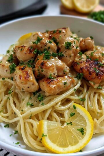 Creamy Lemon Chicken with Spaghetti