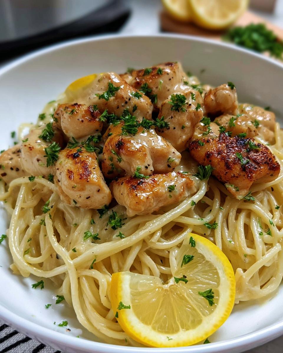 Creamy Lemon Chicken with Spaghetti