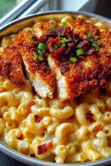 Crispy Chicken with Creamy Mac and Cheese