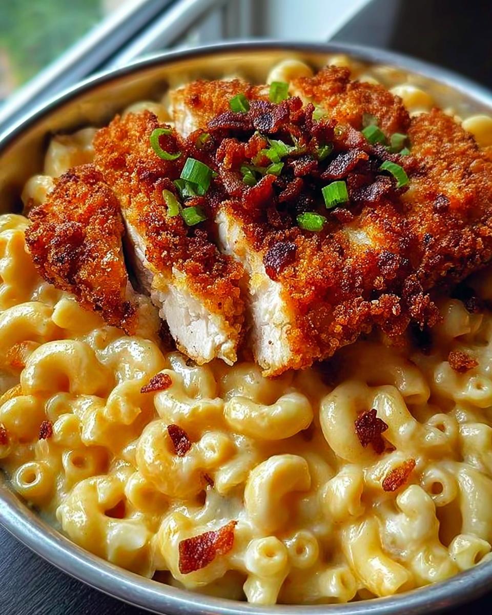 Crispy Chicken with Creamy Mac and Cheese