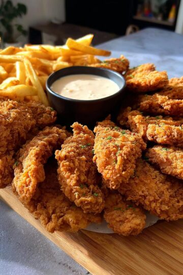 Crispy Fried Chicken Tenders and Fries Platter