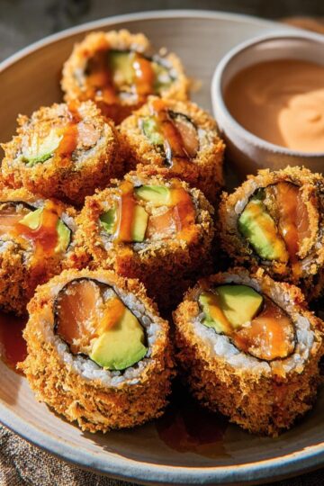 Crispy Fried Salmon & Avocado Rolls