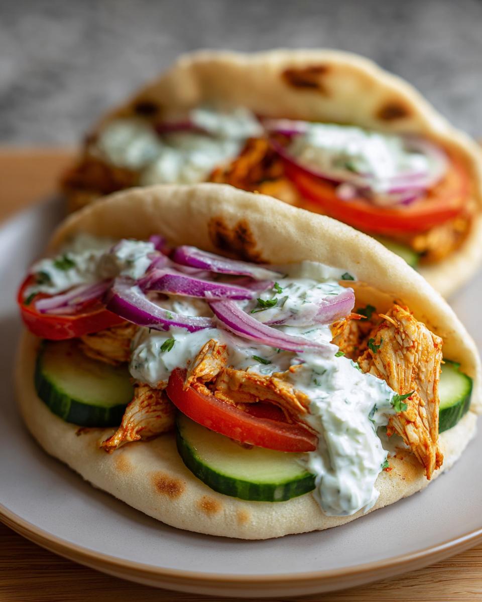 Crockpot Greek Chicken Pitas with Tzatziki - detail 1