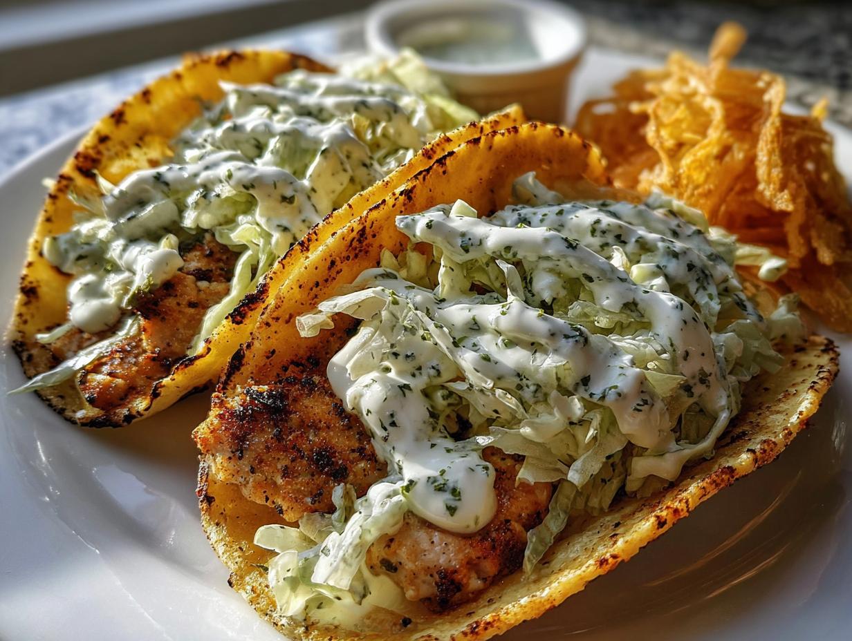 Dill Pickle Ranch Chicken Tacos with Crispy Cheese Lace - detail 1
