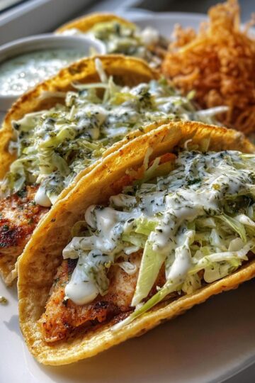 Dill Pickle Ranch Chicken Tacos with Crispy Cheese Lace