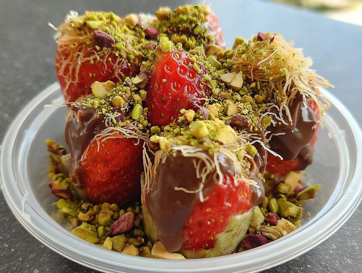Dubai chocolate strawberry cup