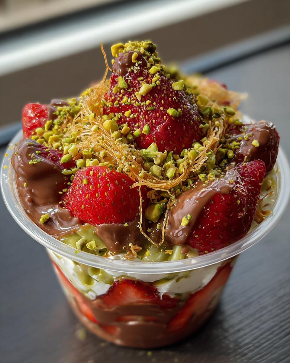 Dubai chocolate strawberry cup