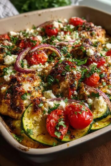 Easy Mediterranean Chicken Zucchini Bake