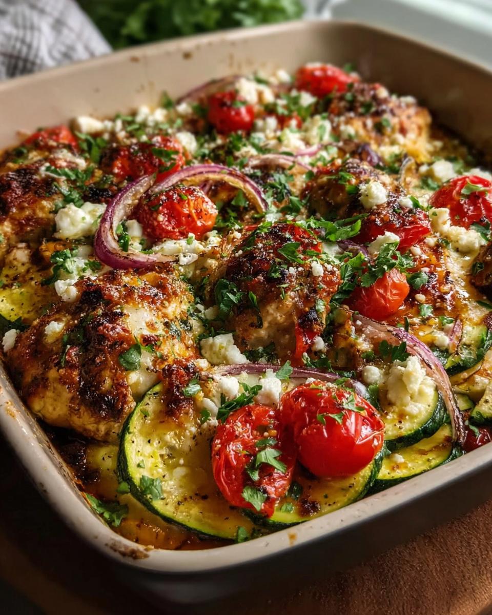 Easy Mediterranean Chicken Zucchini Bake