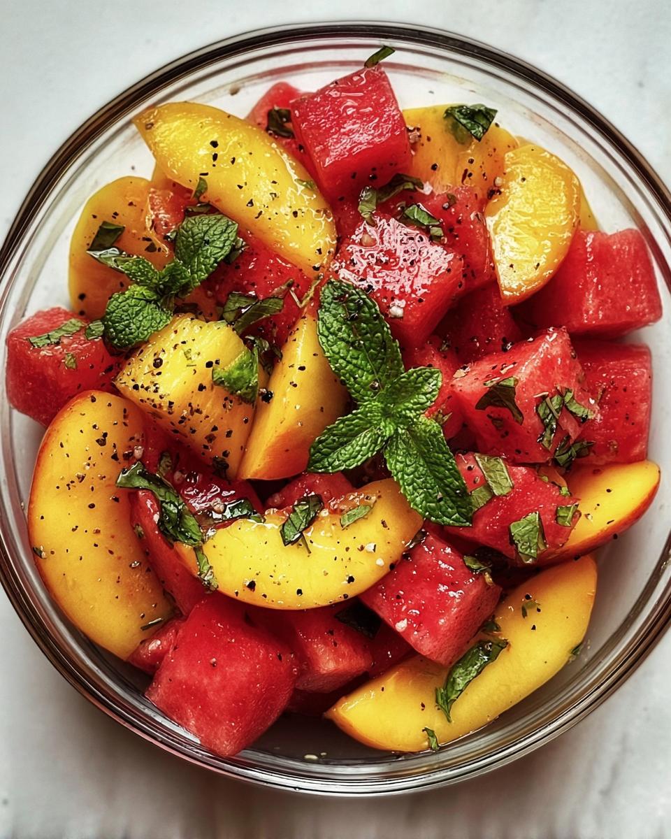 Easy Summer Peach Watermelon Salad - detail 1
