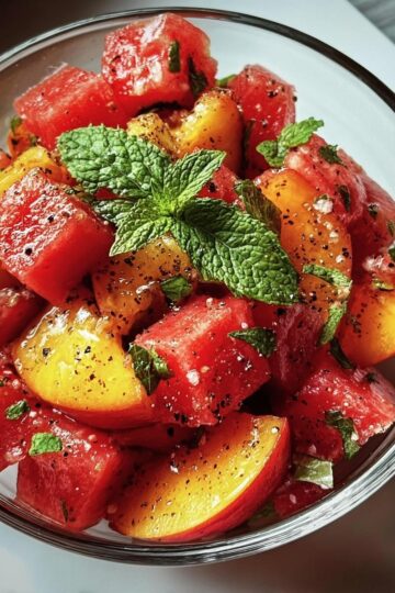 Easy Summer Peach Watermelon Salad