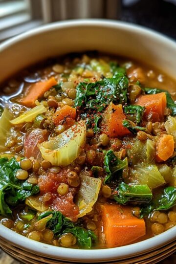Easy Veggie Cabbage Lentil Soup