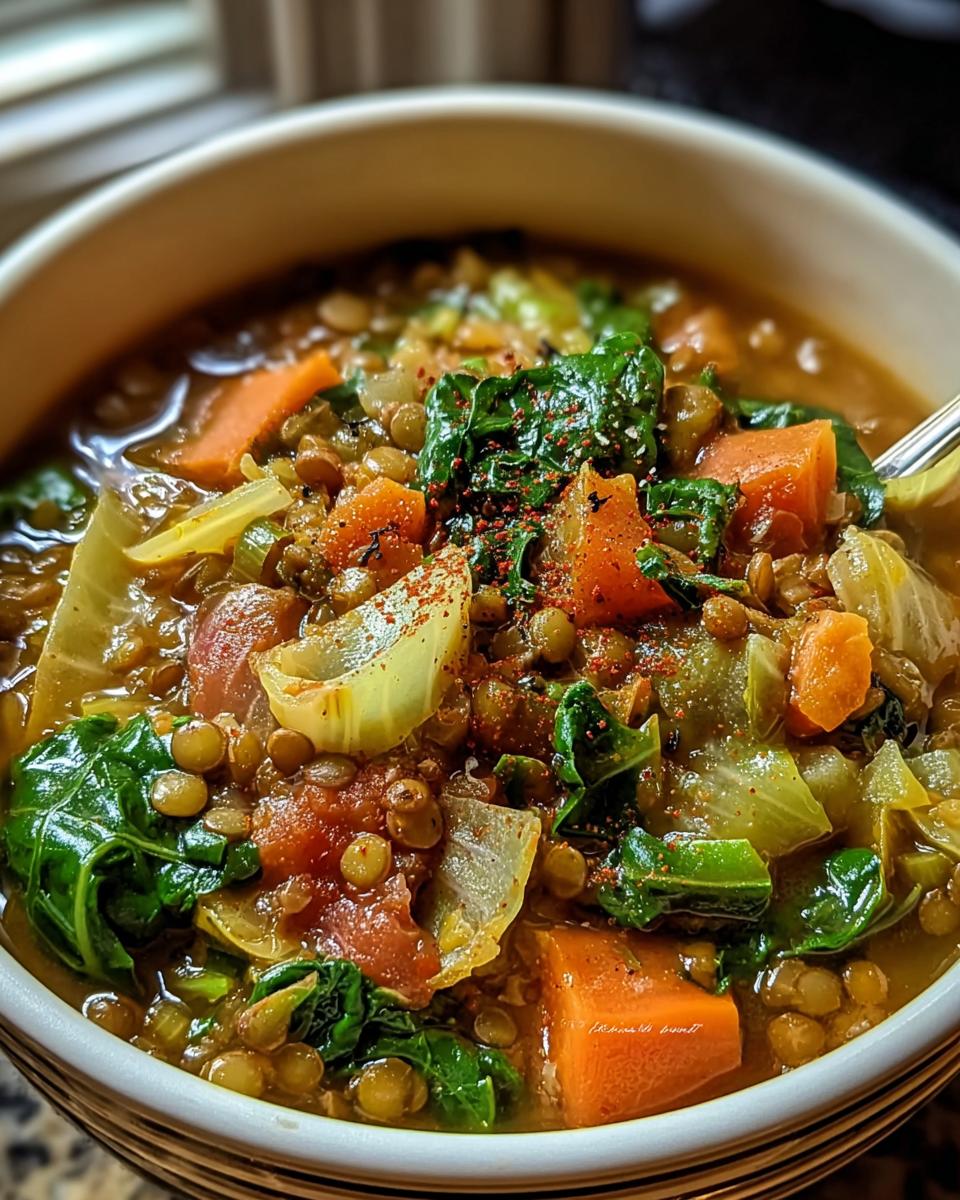 Easy Veggie Cabbage Lentil Soup