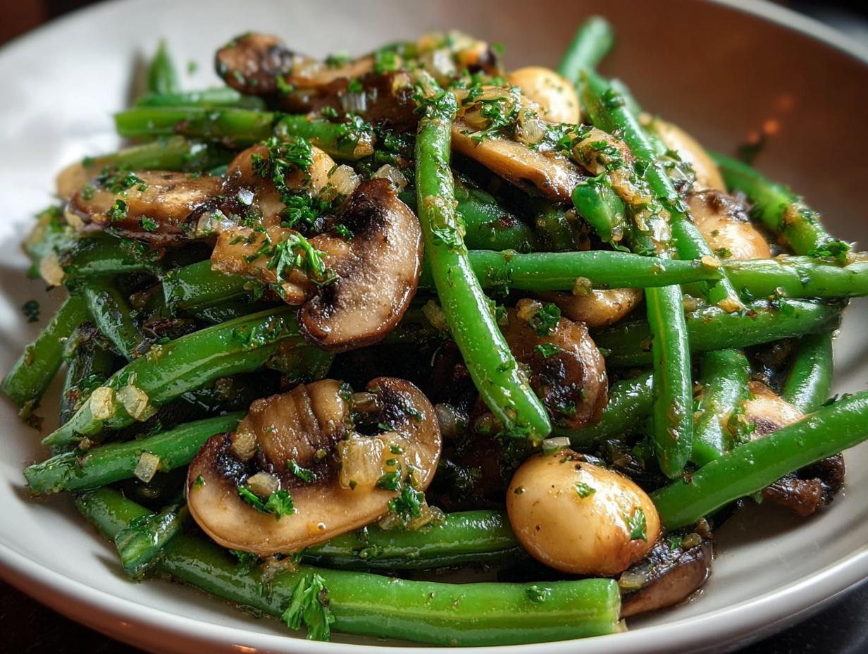 Garlic Green Beans with Mushrooms - detail 1