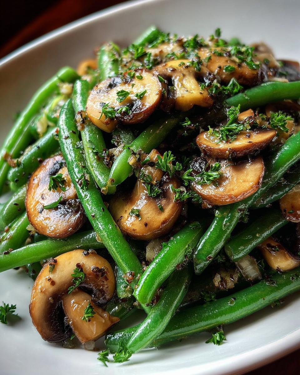 Garlic Green Beans with Mushrooms