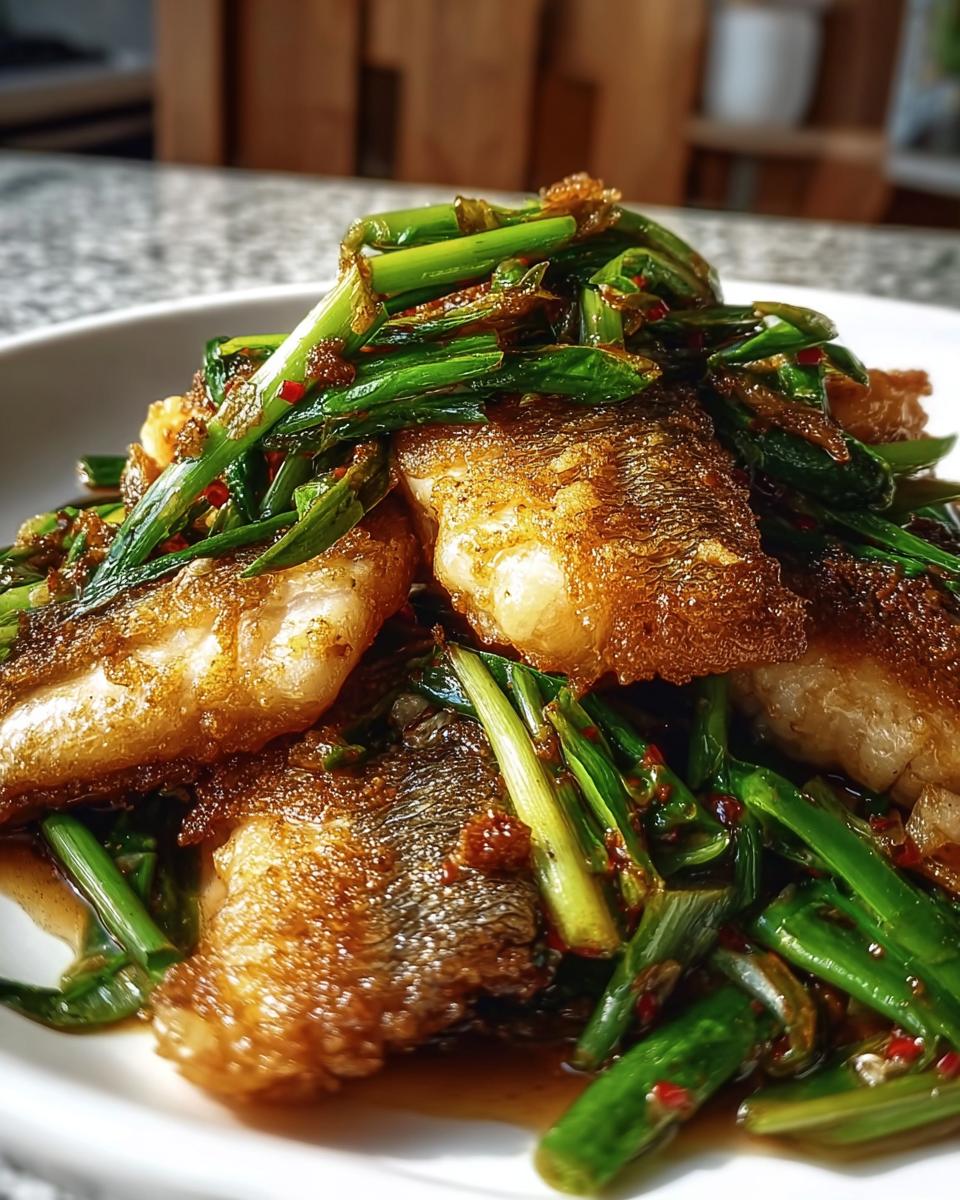 Ginger Onion Fried Sea Bass - detail 1