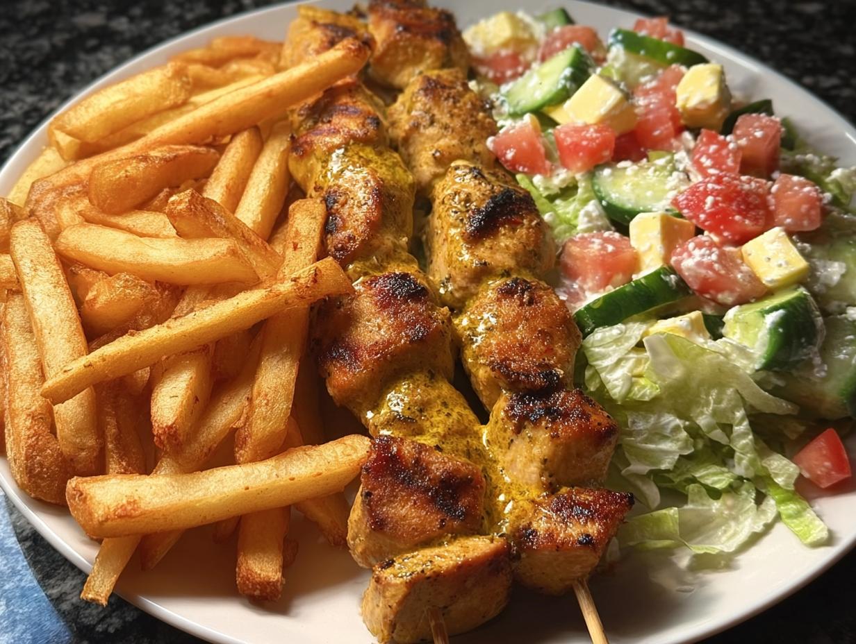 Grilled Chicken Skewers with Homemade Fries - detail 1