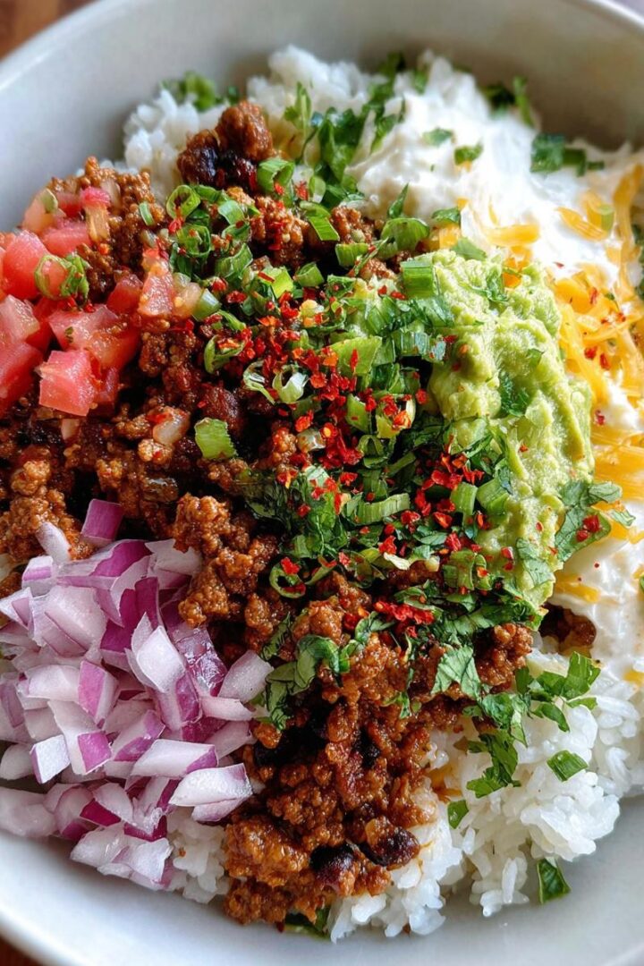 Ground Beef Taco Rice Bowl Recipe