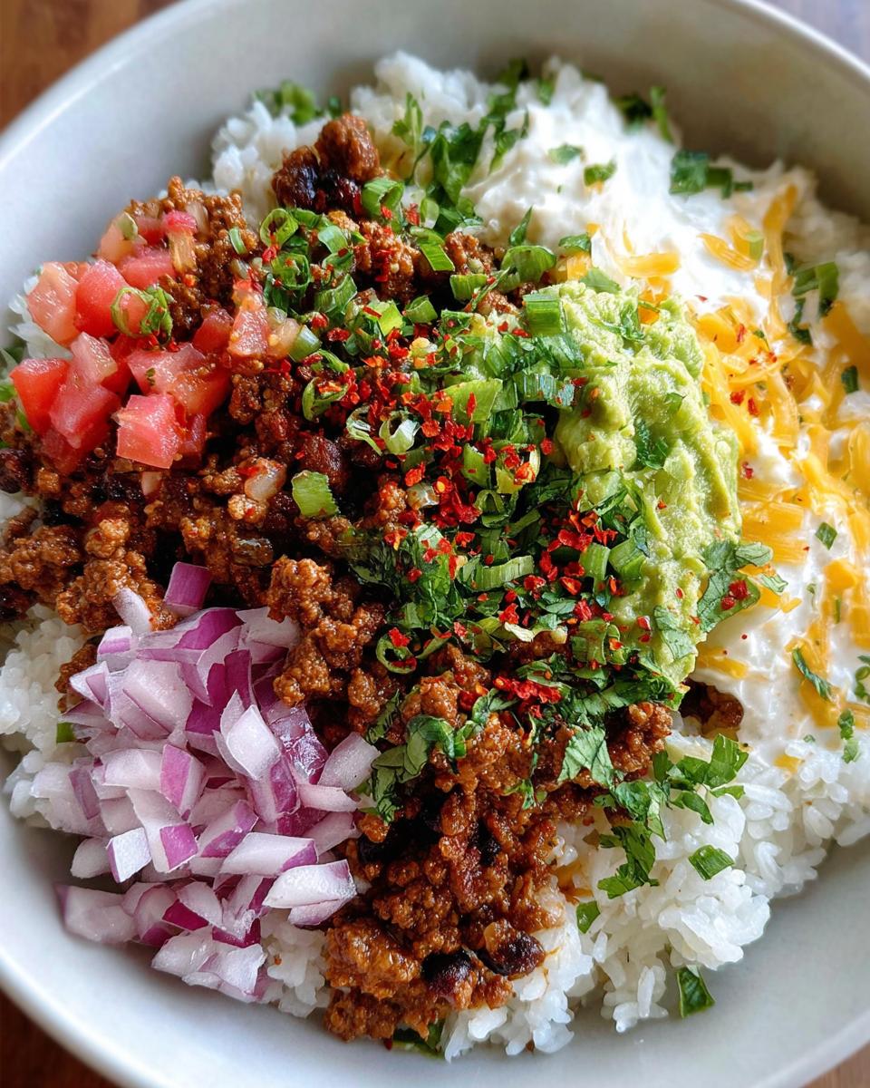 Ground Beef Taco Rice Bowl Recipe