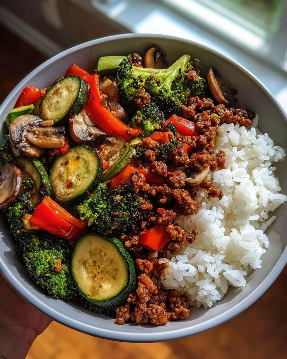 Ground Beef and Veggie Rice Bowl